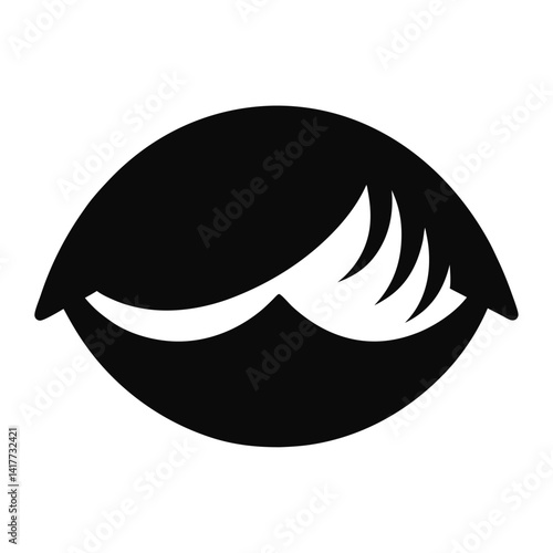 closed eyelid silhouette icon vector on plain background