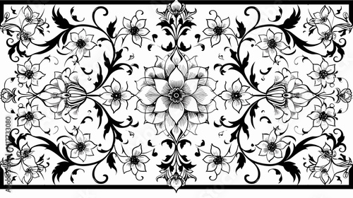 Traditional arabesque tile pattern with intricate floral designs for elegant home decor
