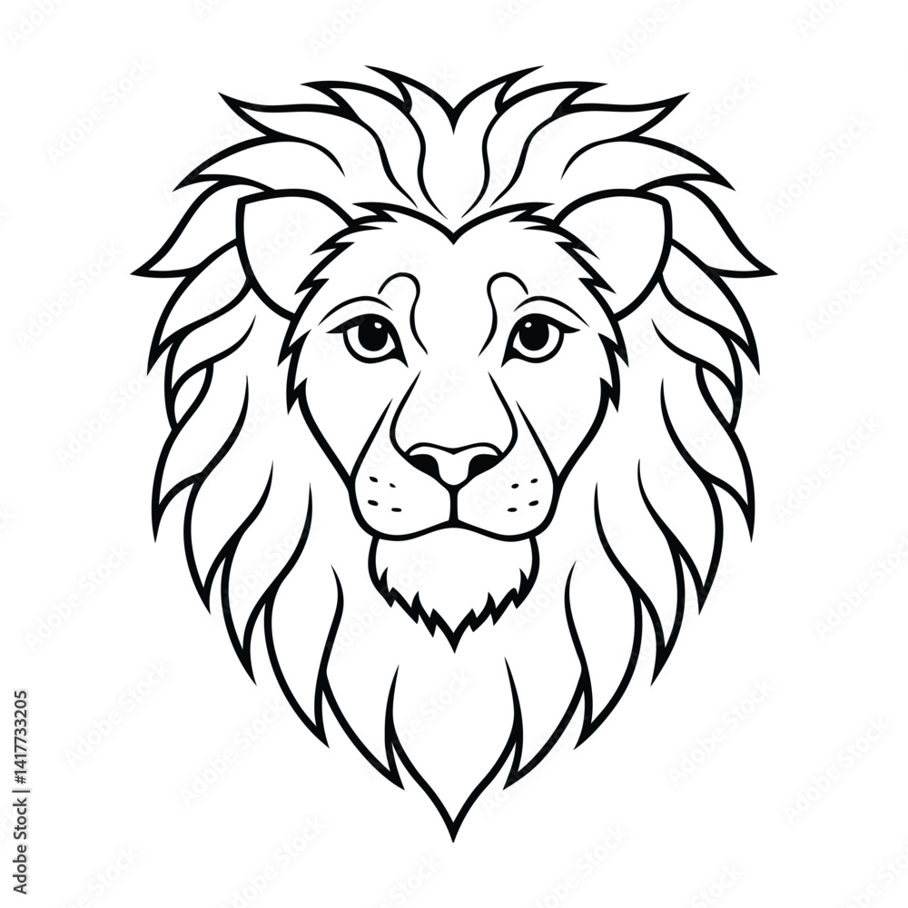 Lion Face Outline Illustration Showcasing Majestic and Bold Details Lion Face Outline Illustration Showcasing Majestic and Bold Details