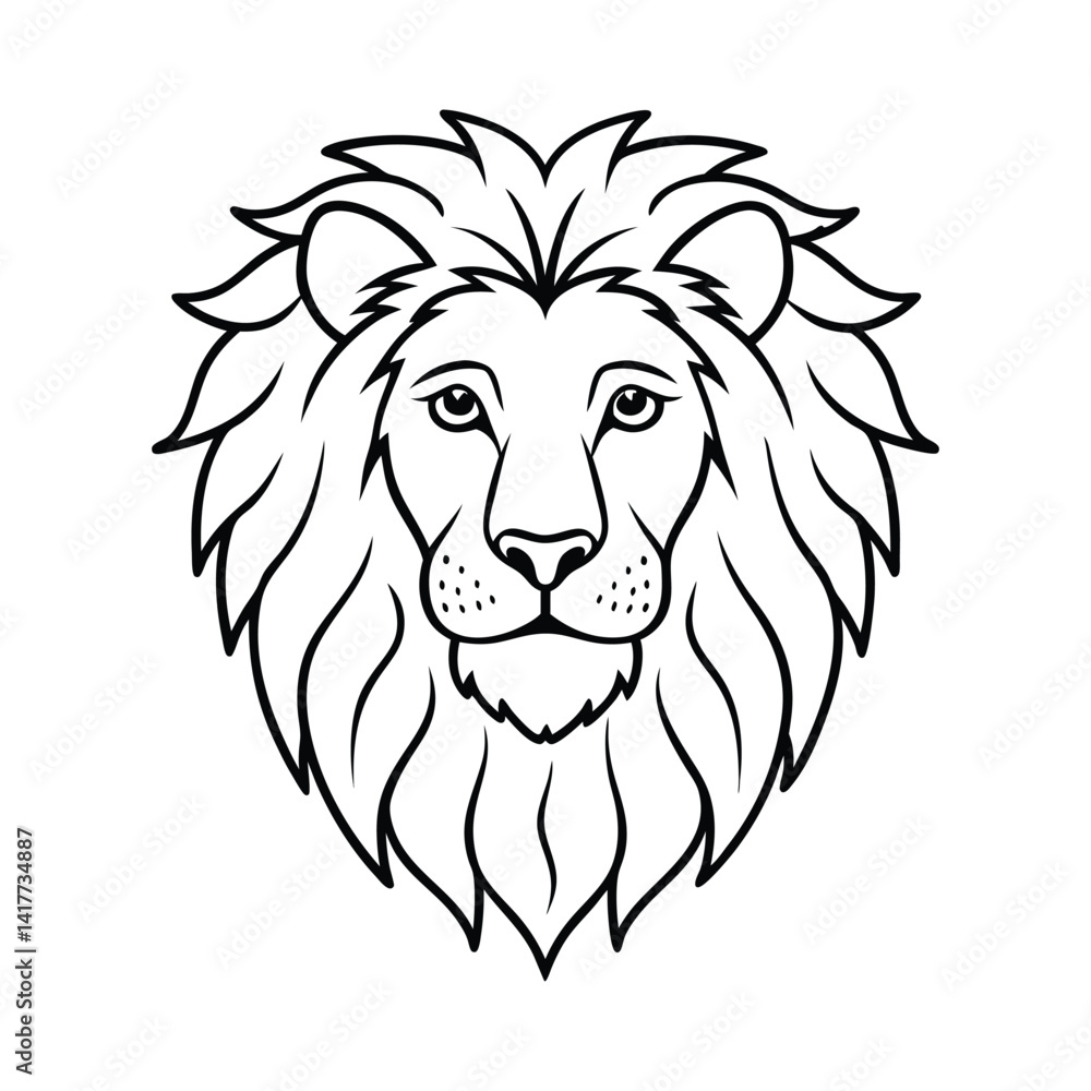 Lion Face Outline Illustration Showcasing Majestic and Bold Details Lion Face Outline Illustration Showcasing Majestic and Bold Details