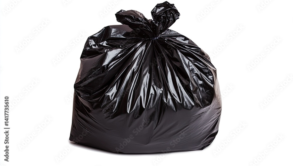 Black garbage bag tied Black garbage bag tied