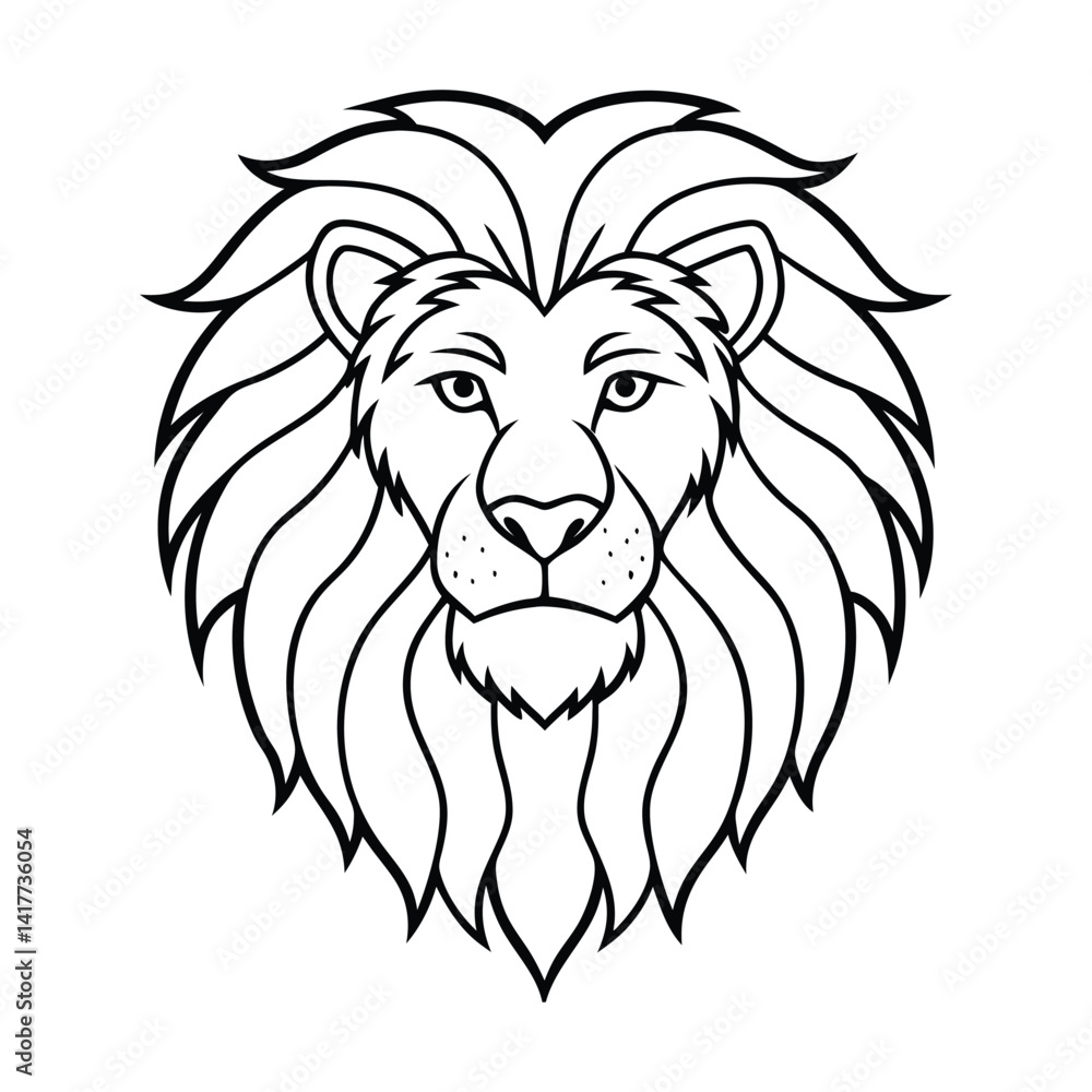 Fototapeta premium Lion Face Outline Illustration Showcasing Majestic and Bold Details