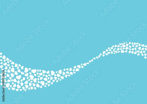 ハート柄の背景 水色系の単色 白抜き ハート
