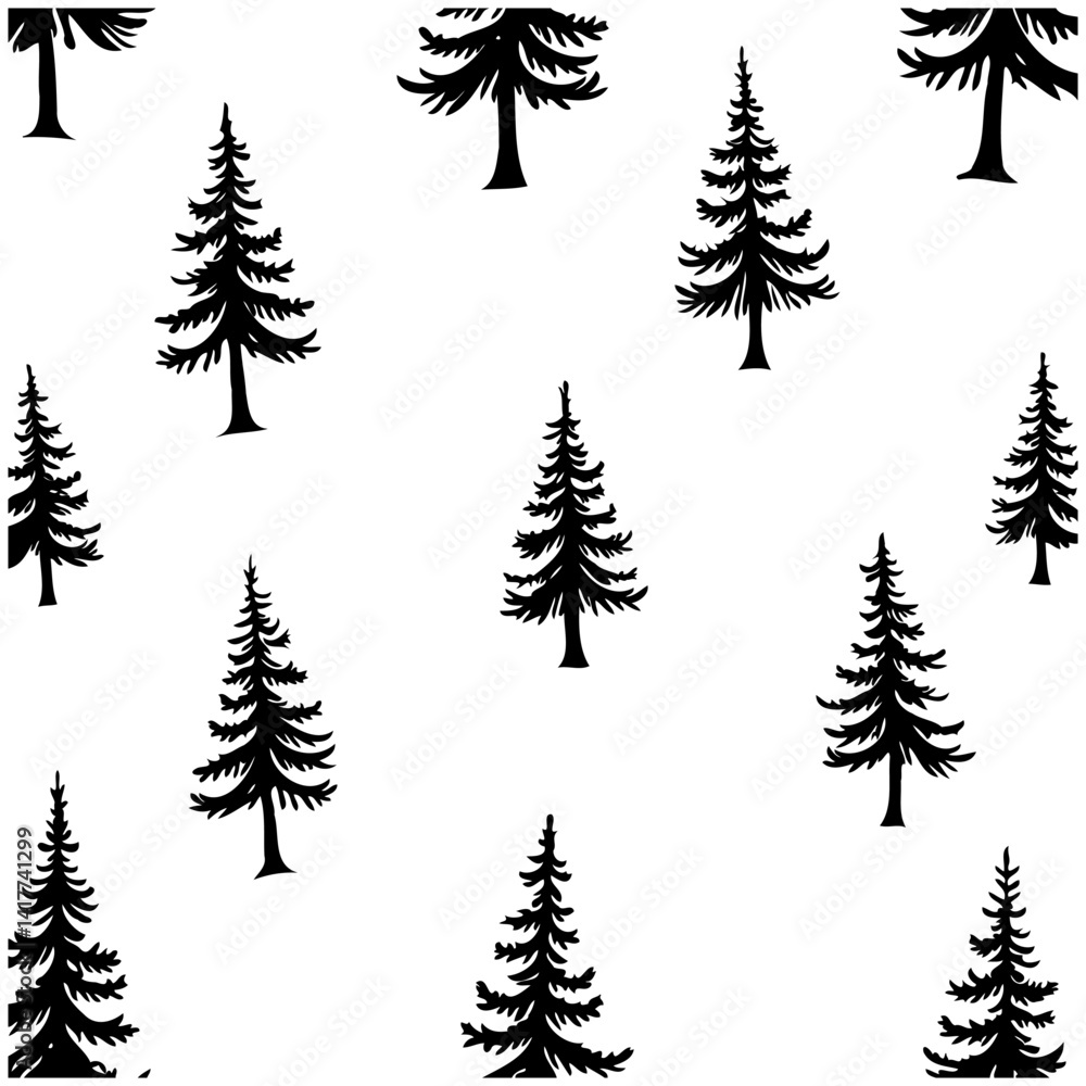Obraz premium Silhouetted Forest Trees: Repeating Nature Pattern
