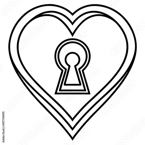 Key to Affection Heart Outline Art