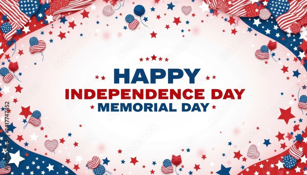 Obraz premium Celebrating Independence Day and Memorial Day Together USA Graphic Design Festive Environment Colorful Viewpoint