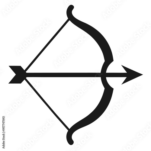 bow and arrow hunting silhouette icon vector