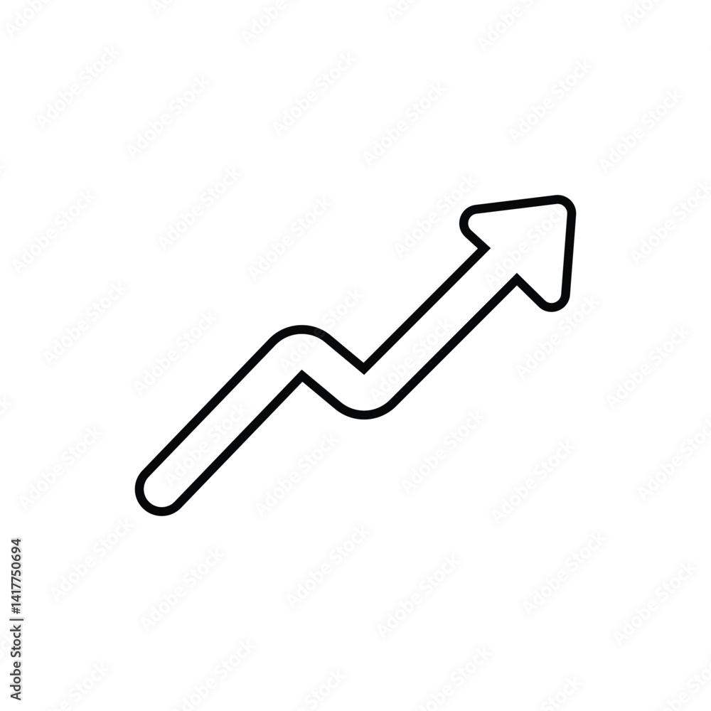 Upward Trending Arrow Growth, Success, and Progress Icon - Line Art Vector Illustration Upward Trending Arrow Growth, Success, and Progress Icon - Line Art Vector Illustration