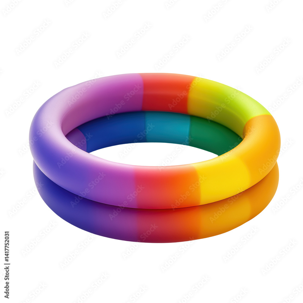 Colorful Rainbow Inflatable Pool Ring Isolated on Transparent Background Colorful Rainbow Inflatable Pool Ring Isolated on Transparent Background