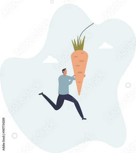 Motivation and incentive to motivate employee, reward or trick to influence people or manipulation concept.flat character life .