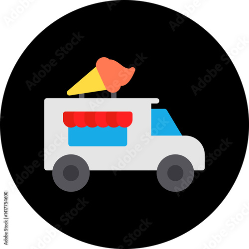Icecream Van single vector illustration icon