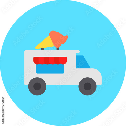 Icecream Van single vector illustration icon