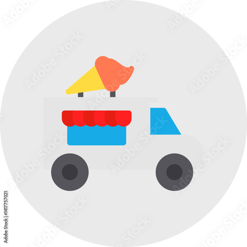 Icecream Van single vector illustration icon