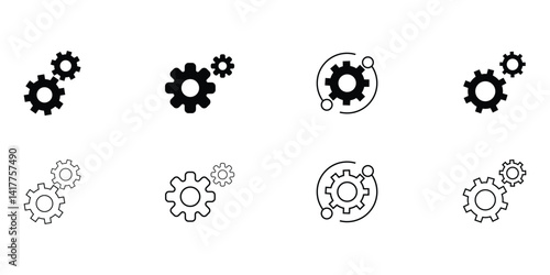 Classic Gear Icons Pack, Minimalist Settings Symbols, Cog and Gear Icon Set, UI Configuration Icons