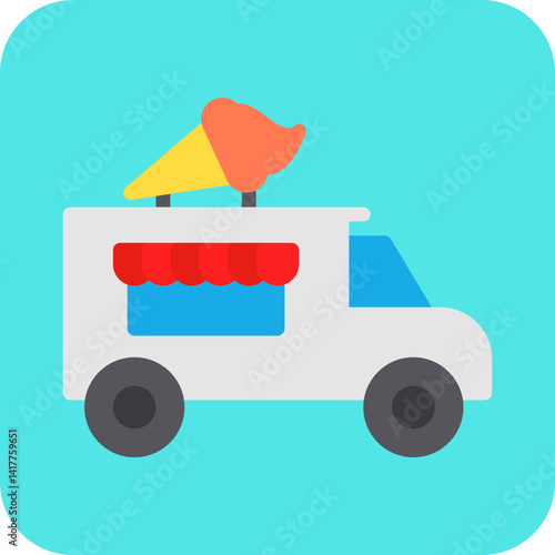 Icecream Van single vector illustration icon