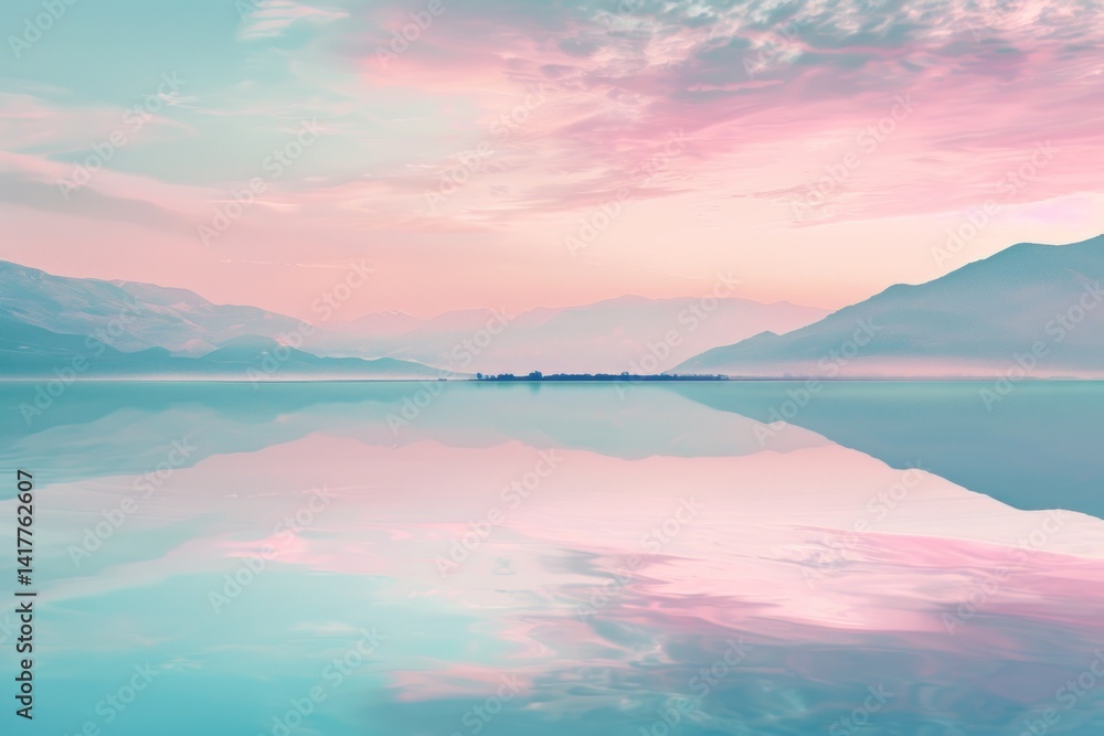 Fototapeta premium Pastel sunrise lake reflection landscape