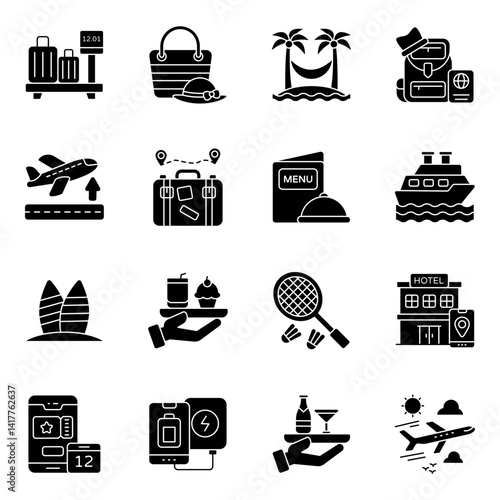 Set of Tour Solid Icons 

