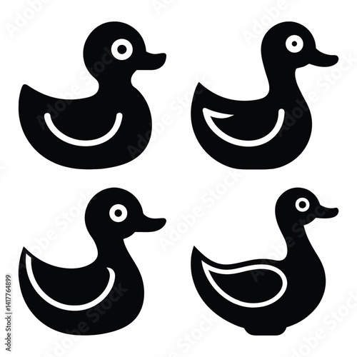 Four Simple Black and White Duck Silhouettes