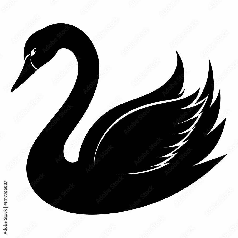 Fototapeta premium Minimalist Black Swan Silhouette Vector