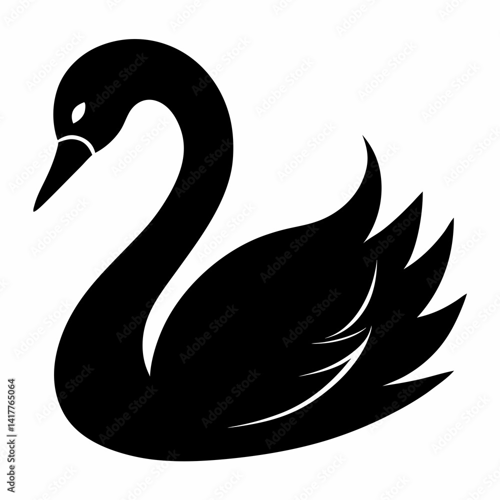Fototapeta premium Minimalist Black Swan Silhouette Vector