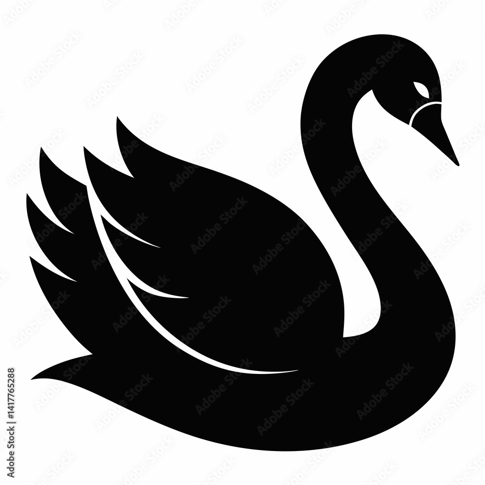 Fototapeta premium Minimalist Black Swan Silhouette Vector