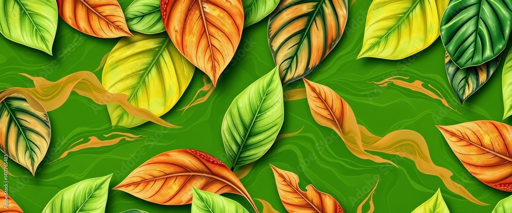 custom made wallpaper toronto digitalSeamless tropical leaf marble pattern on green background , artwork, philodendron