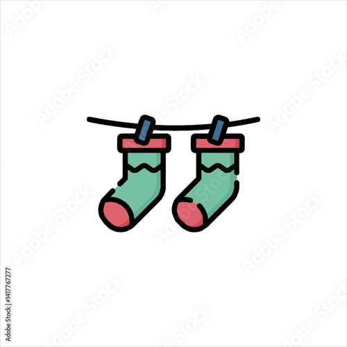 christmas socks hanging on a clothesline