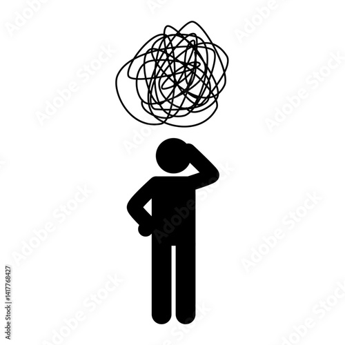 Man thinking, scratching head and trying to find solution, trying to find a solution to his problem