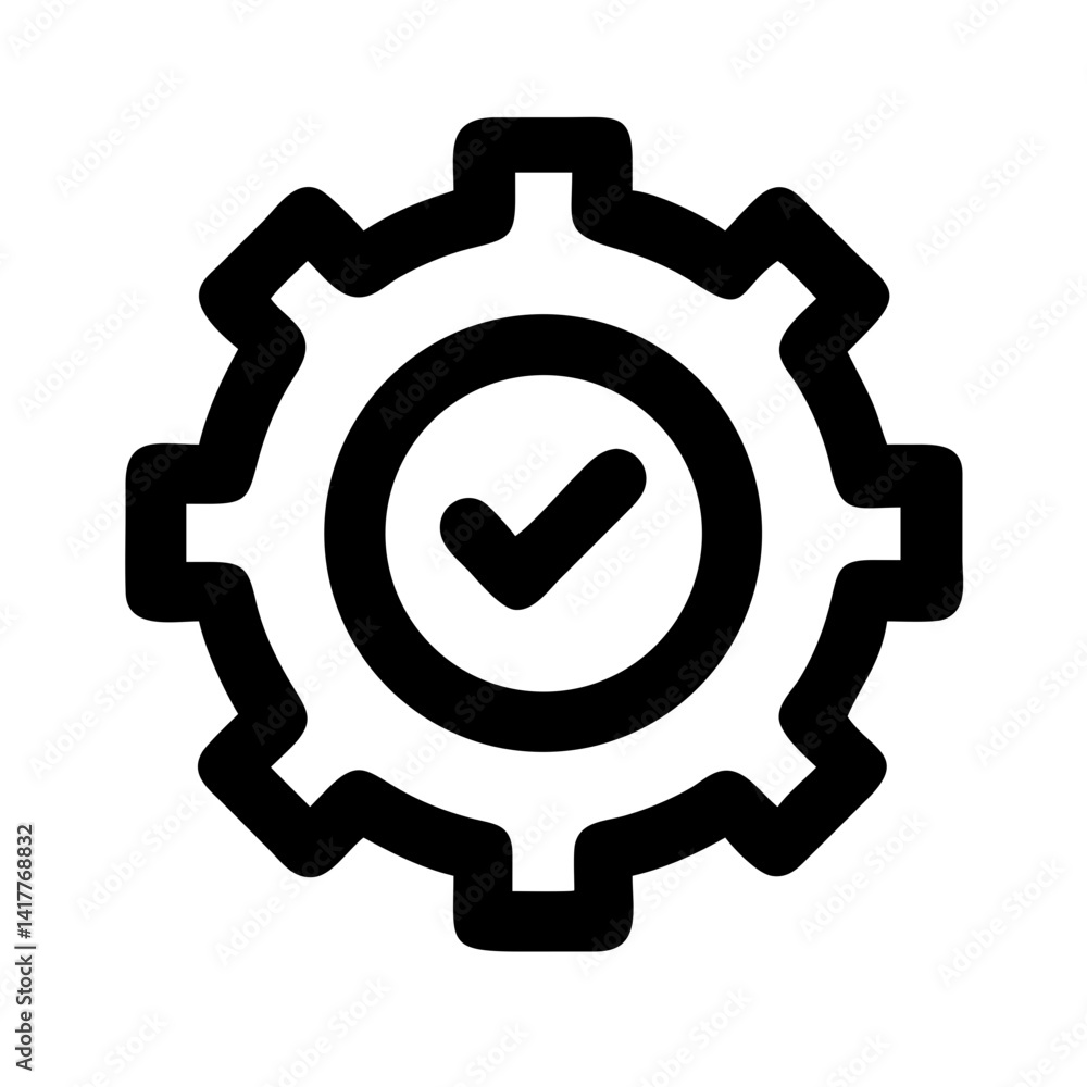 Gear with Checkmark for Quality Assurance Icon Design Gear with Checkmark for Quality Assurance Icon Design