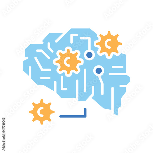 Deep Learning color flat icon for digital and print projects.