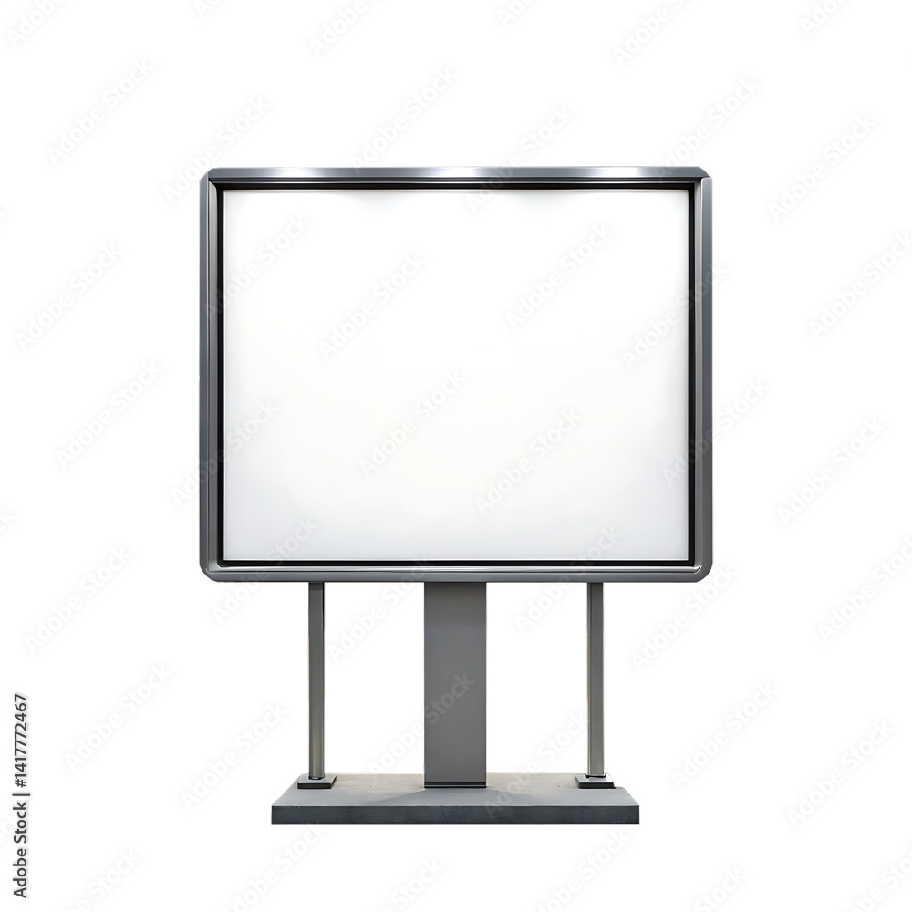 Blank billboard mockup, isolated on white background.