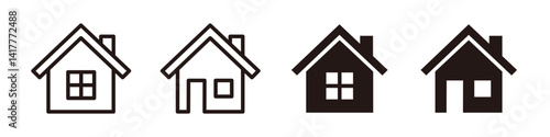 Simple home icon set. Line and solid style.