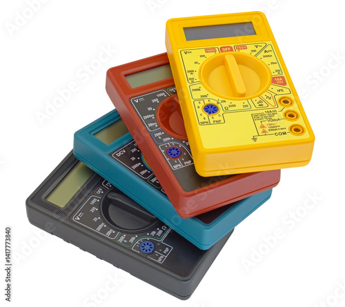 Digital  multimeters on a white