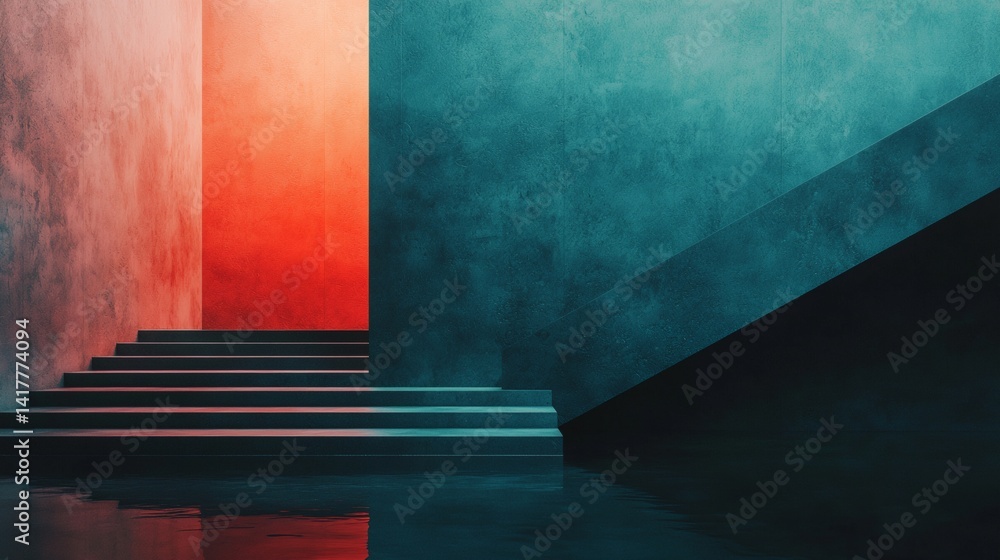 a painting of a staircase