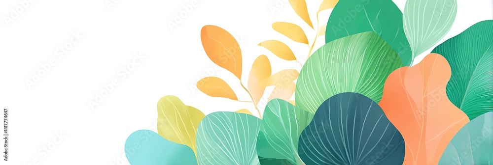 A colorful leafy green background