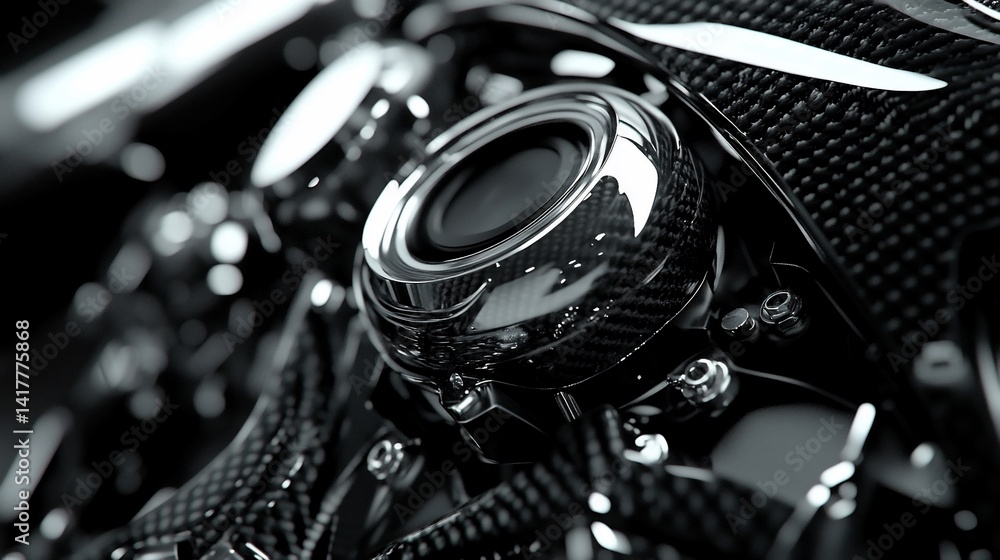 Fototapeta premium Close-up of futuristic engine components
