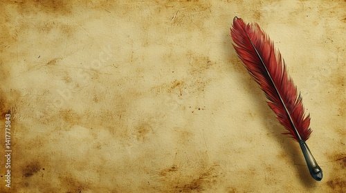 Obraz na płótnie A feather is on a piece of paper with a brown background w salonie