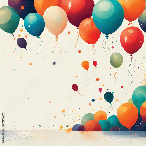birthday balloons celebration top border background
