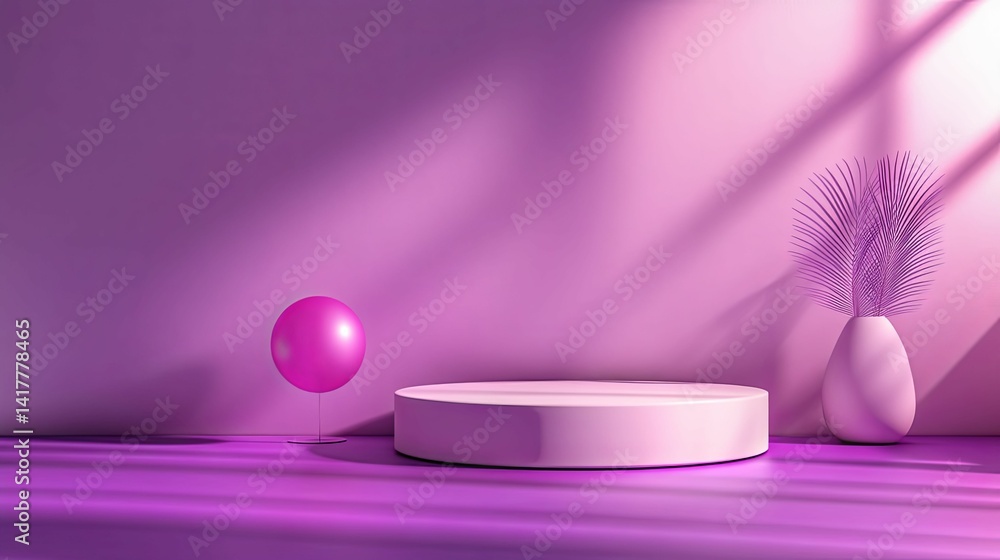 Obraz premium Stylish, minimalist, purple product display pedestal.