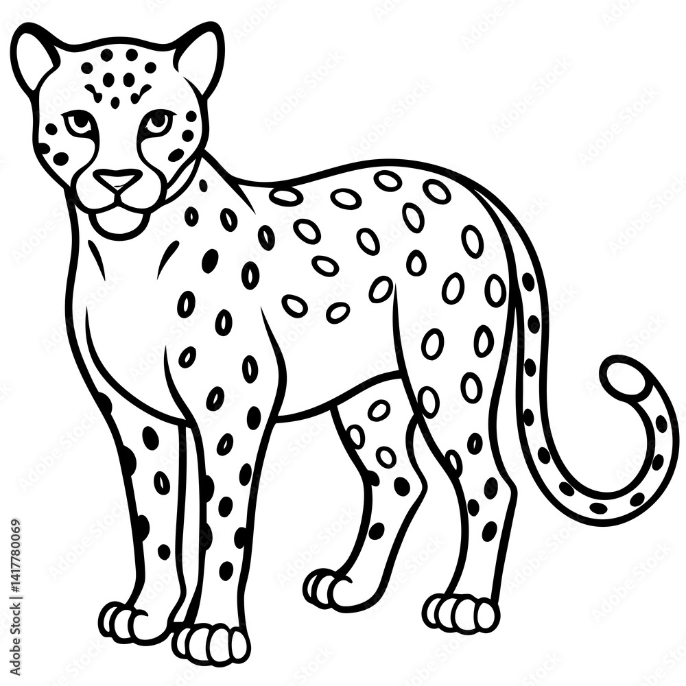 Obraz premium Minimalist Cheetah Line Art Vector