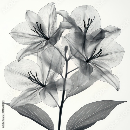 Elegant black and white lilies composition with delicate floral details