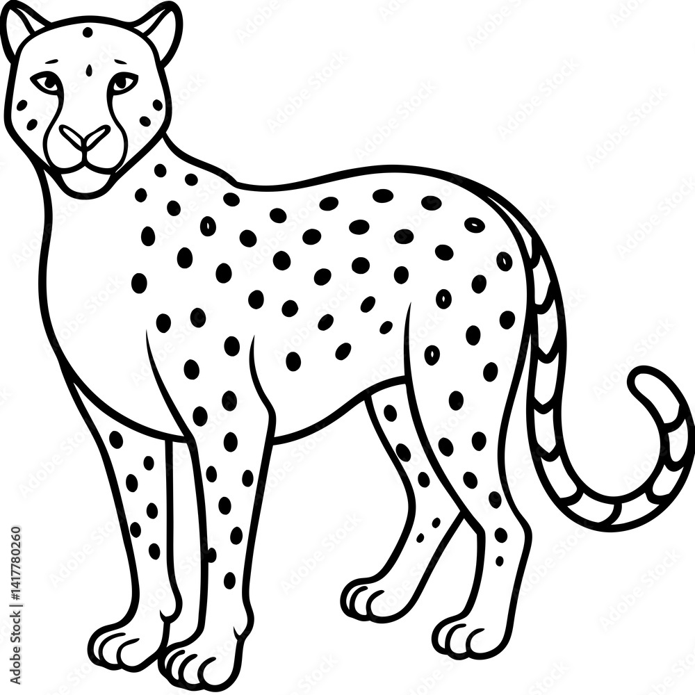 Fototapeta premium Minimalist Cheetah Line Art Vector