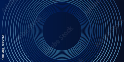Blue abstract background with glowing circles. Swirl circular lines pattern. Geometric spiral. Twirl element. Modern graphic design. Futuristic technology concept. Vector illustration