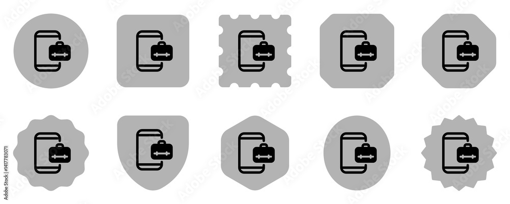 Editable job search app, briefcase, phone, online portfolio vector icon. Business, work, office. Part of a big icon set family. Perfect for web and app interfaces, presentations, infographics, etc Editable job search app, briefcase, phone, online portfolio vector icon. Business, work, office. Part of a big icon set family. Perfect for web and app interfaces, presentations, infographics, etc