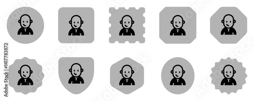 Editable person with clean shaved bald head avatar vector icon. User, profile, identity, persona. Part of a big icon set family. Perfect for web and app interfaces, presentations, infographics, etc