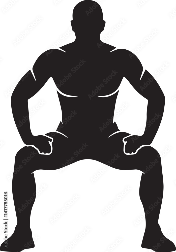 Naklejka premium Vector silhouette of a man on a white background. Bodybuilder.