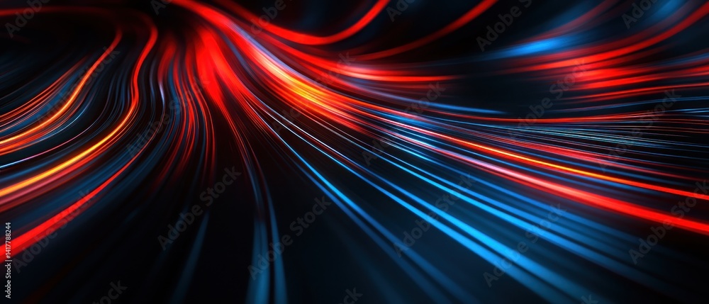Vibrant flowing light trails in a dark setting Vibrant flowing light trails in a dark setting
