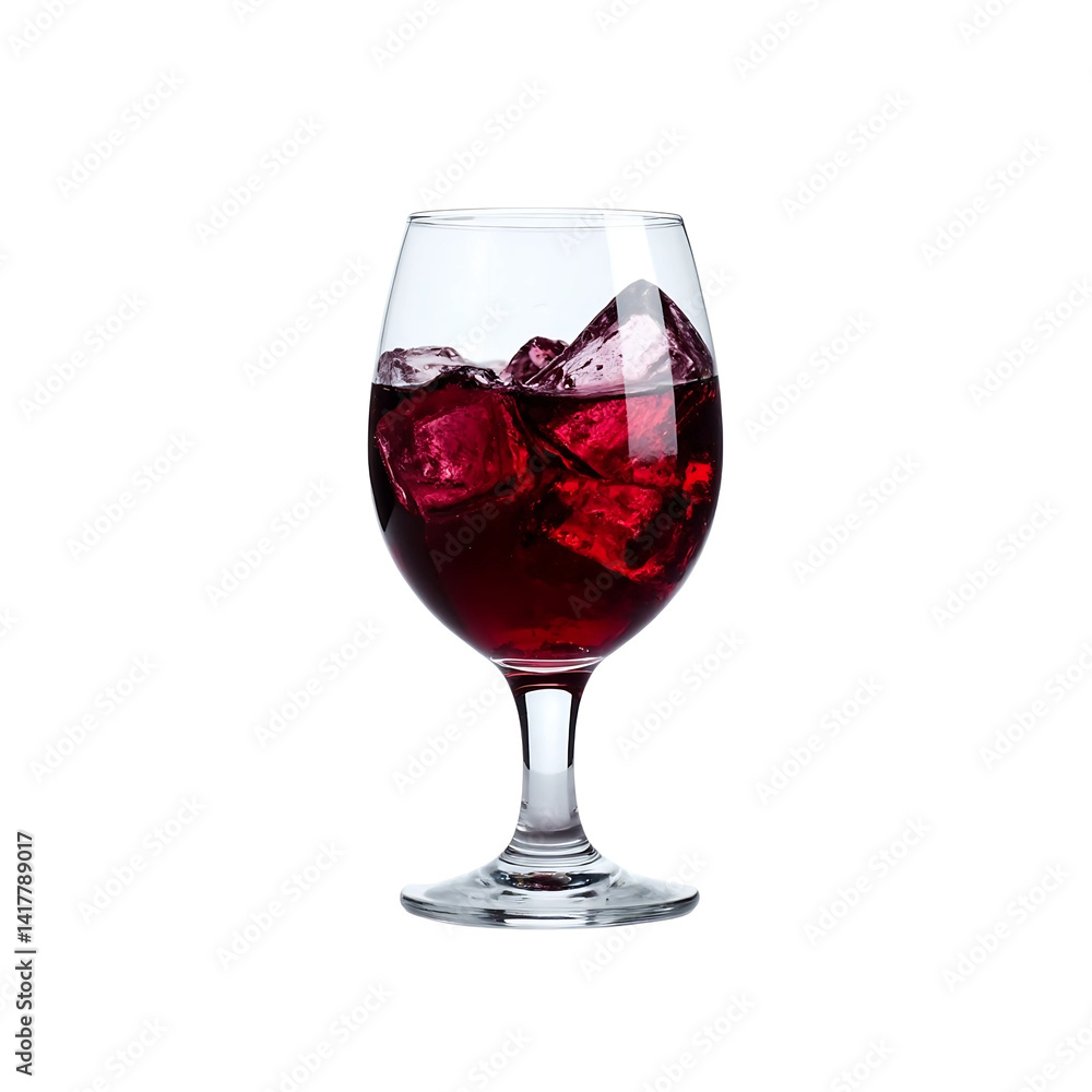 A glass of red wine splash ice caps vector isolated on white background A glass of red wine splash ice caps vector isolated on white background