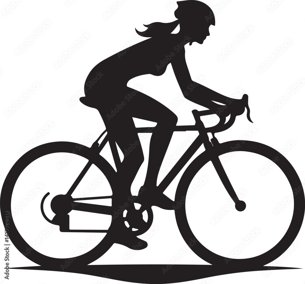 Fototapeta premium silhouette of a woman riding a bicycle