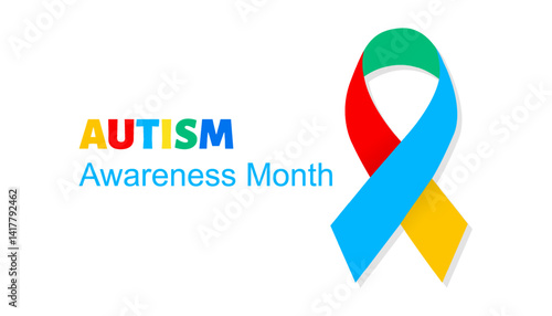 Autism Awareness Month. card with with colored tape and inscription, April. Vector EPS10